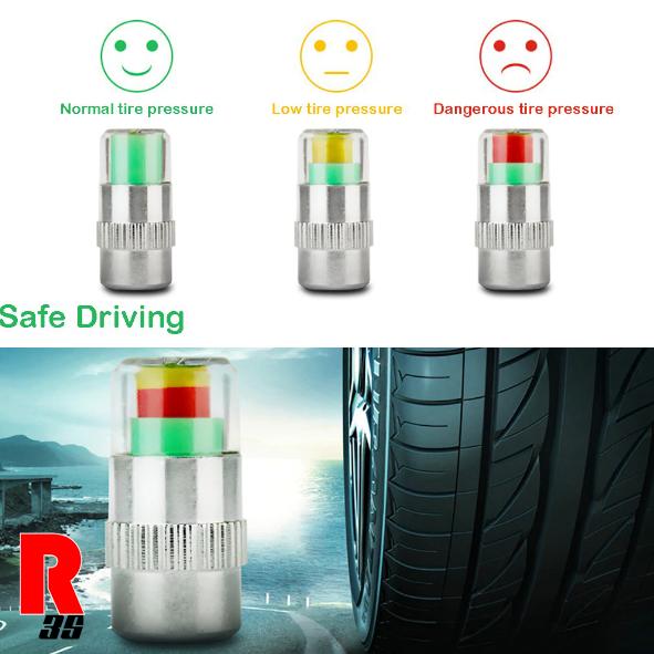จุกลม จุ๊บลมอัจฉริยะ Tire Pressure Gauge เตือนยางอ่อนจากสีที่ฝา เปลี่ยนแทนจุ๊บลมเดิมของรถ ติดตั้งง่ายได้ทุกรุ่น