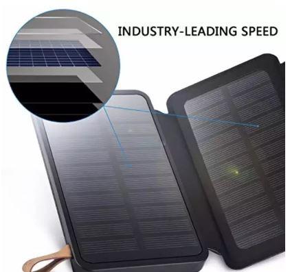 Solar Charger 4 Sun power Panel Portable Power Bank 12000mAh แบตสำรอง Power Bank พลังงานแสงอาทิตย์ 3 ระบบ กันน้ำได้