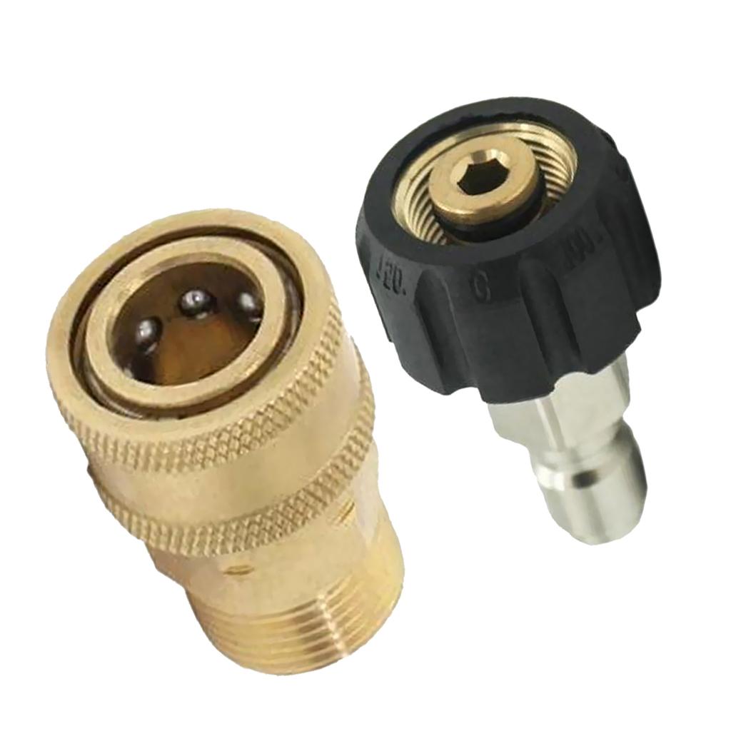 M22 Male to 1//4/" Male Coupling Connector BRASS Pressure Washer Hose Adapter
