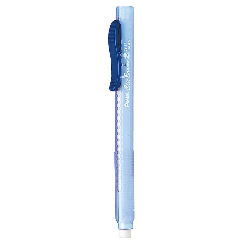 MINISHOPTHAILAND เพนเทล ยางลบแท่งแบบเลื่อน รุ่น Clic Eraser 2 ด้ามใส สีน้ำเงิน