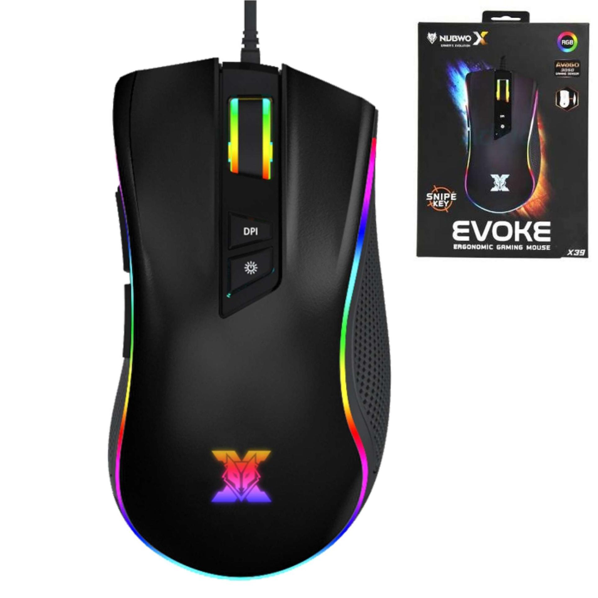 เม้าส์เกมมิ่ง Mouse Gaming Marco มาโคร Nubwo Evoke X39