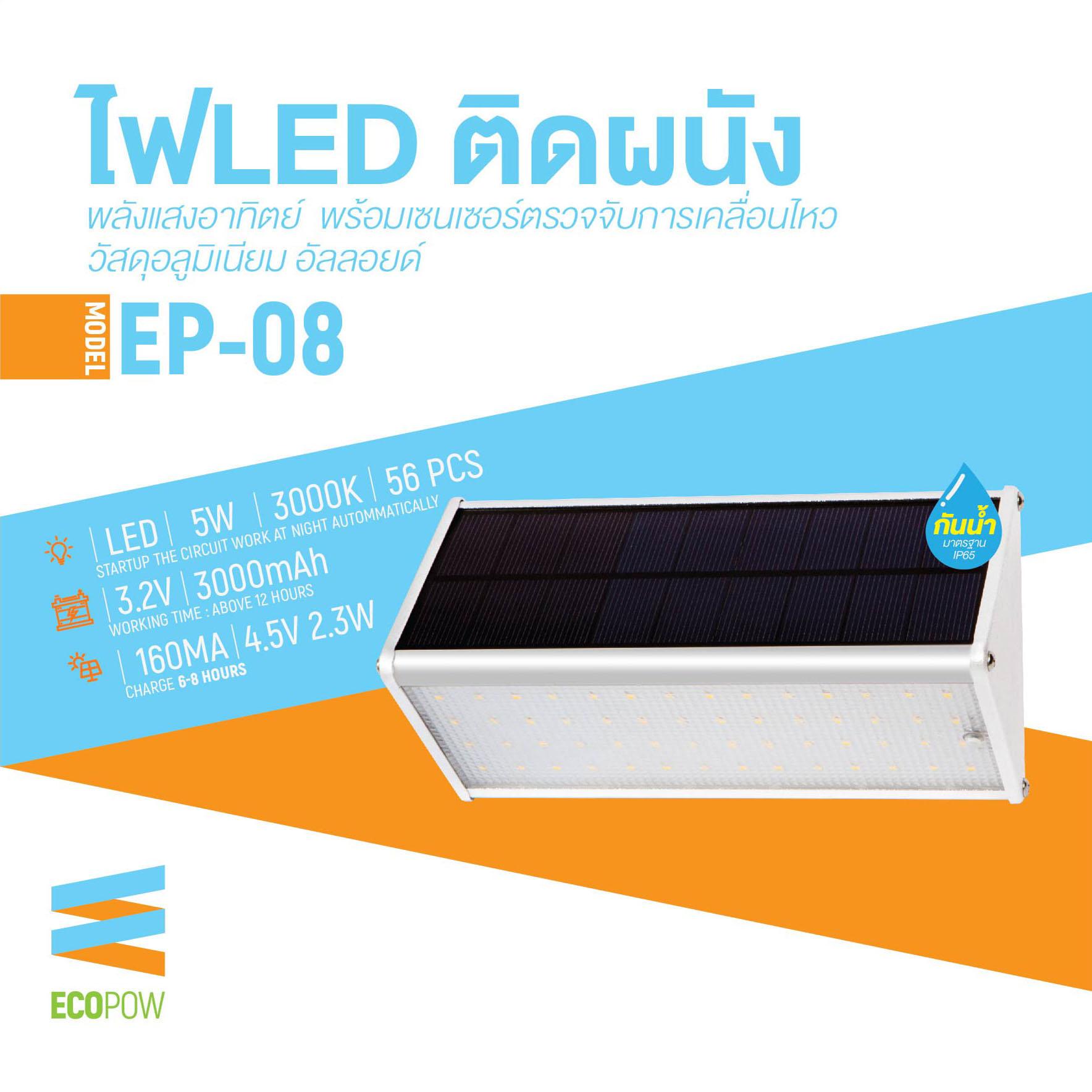 COZZEE ไฟติดผนังพลังงานแสงอาทิตย์ โซล่าเซลส์ (SOLAR CELL) อลูมิเนียมอัลลอยด์ LED 56 ดวง 3.2V/3000mAh พร้อมเซนเซอร์ตรวจจับความเคลื่อนไหว เปิดปิดอัตโนมัติ ระบบไฟ 3 โหมด กันน้ำได้ รุ่น EP-08 (สีบรอนซ์เงิน)