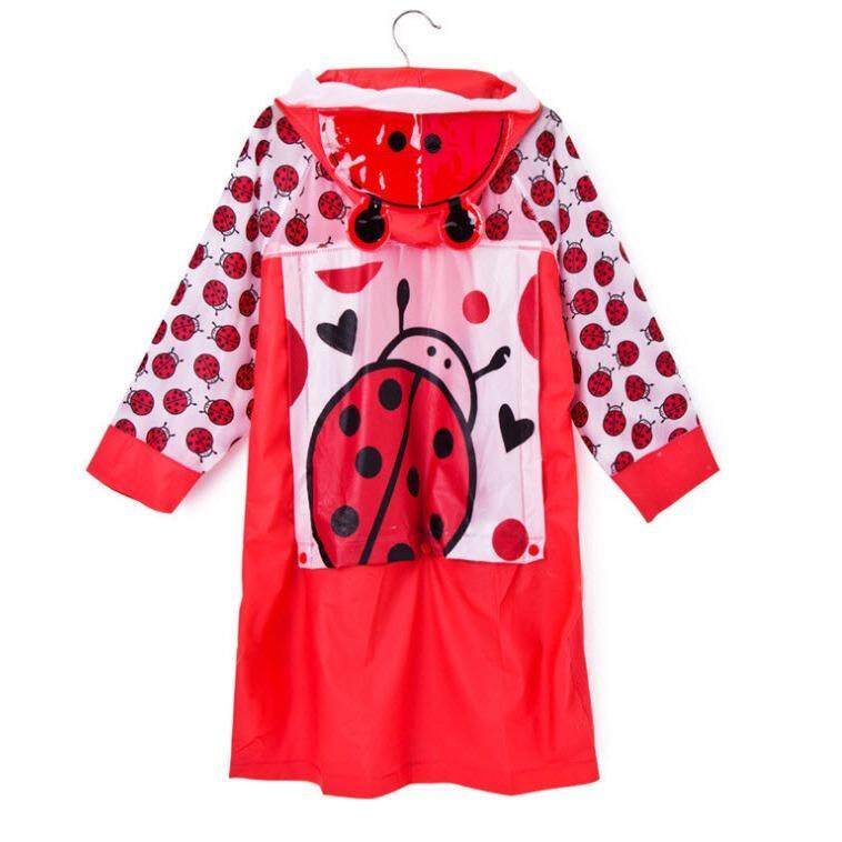 เสื้อกันฝนเด็ก ลาย Ladybug สีแดง เป่าลมได้ ไซต์ XL # 0092