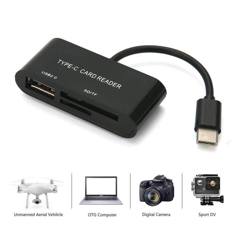 ภาพหน้าปกสินค้าOTG Type C 3.1 To USB 2.0 Micro SD TF Card Reader HUB Adapter For Android Phone