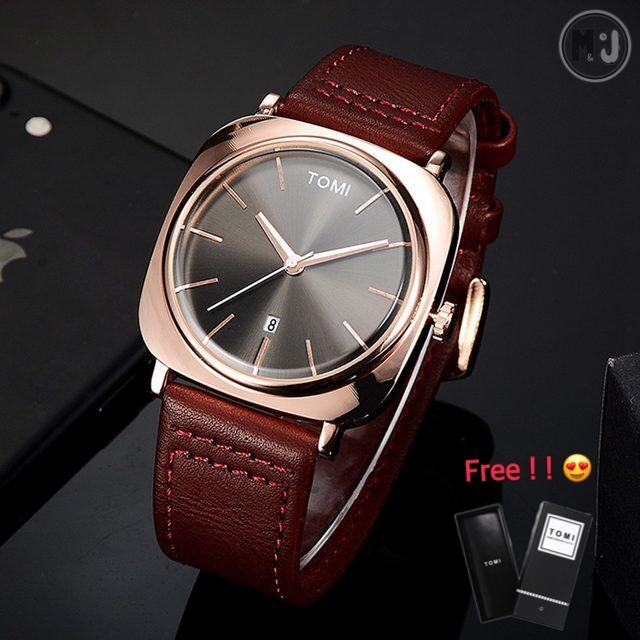 TOMI Watch Simple Fashion นาฬิกา รุ่น T013  Dark-Red Black (100% New)