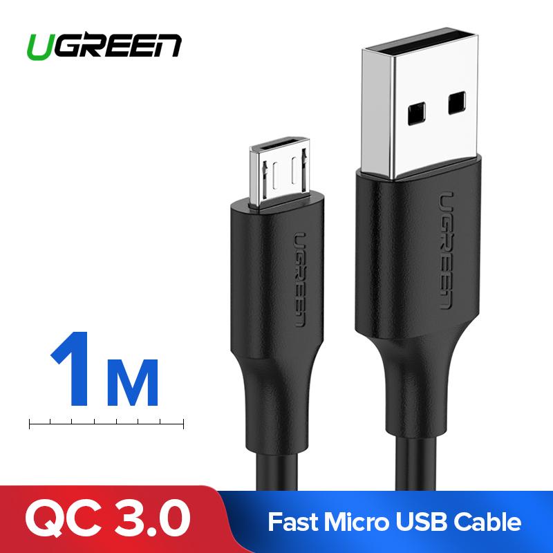 UGREEN 1Meter Micro USB Cable for Samsung j7, A7, A6+, Xiaomi note 4 x prime, note 5 pro, OPPO F11 pro,  vivo V15, asus Zenfone max pro m1, Realme c2 QC3.0 QC 2.0 Cell Phone Fast Charging Data Cord Black Fast Charger Data Cable for Mobile Phone