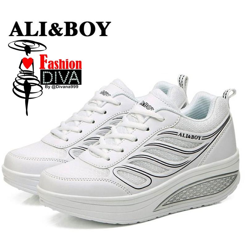 ALI&BOY รองเท้าผ้าใบเพื่อสุขภาพ รองเท้าออกกำลังกาย รองเท้าวิ่ง รองเท้าแฟชั่น Fashion & Running Sport Shoes ดีไซส์สวยงาม สไตล์เกาหลี(ปีกนางฟ้า)