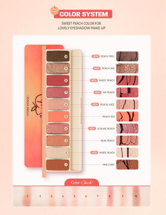 Etude House Play Color Eyes Peach Farm อายชาโดว์พาเล็ต 10 เฉดสีโทนสีพีช