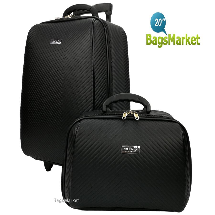 BagsMarket Luggage WHEAL กระเป๋าเดินทางล้อลาก ระบบรหัสล๊อค เซ็ทคู่ ขนาด 20 นิ้ว/14 นิ้ว Luxury Classic Code F784120-1 (Black)