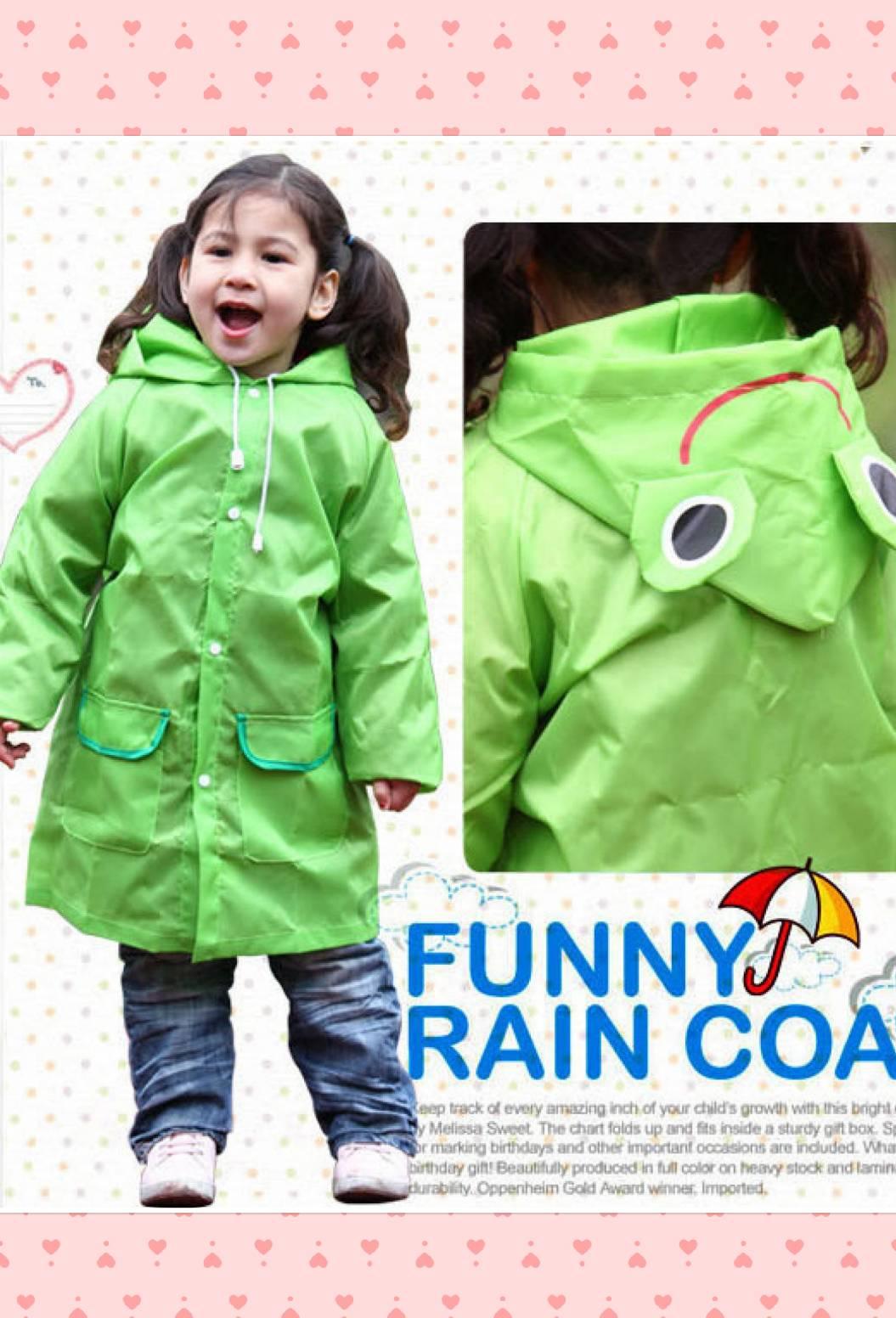 ชุดกันฝนเด็ก เสื้อกันฝนเด็ก ลายกบสีเขียว