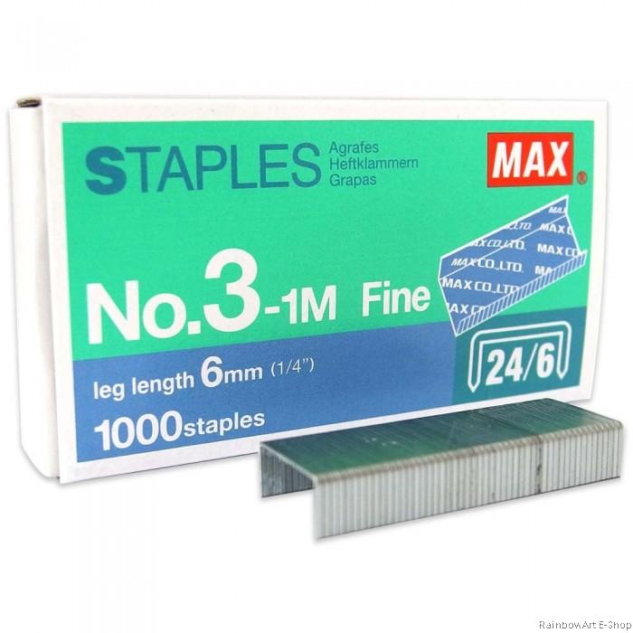 MAX Staples ลวดเย็บกระดาษ แม็กซ์ No.3-1M (24/6)