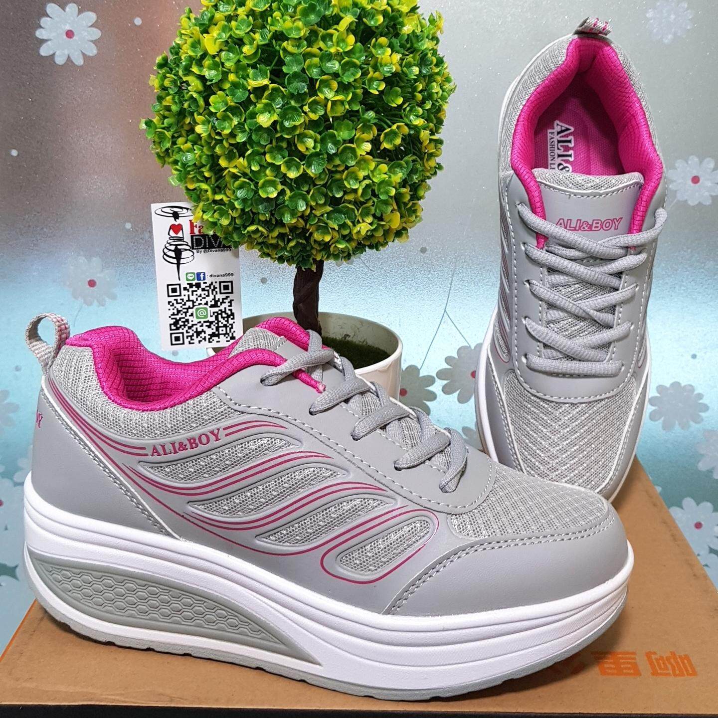 ALI&BOY Brand Women Running Shoes Female Sports Shoes Non Slip Damping Outdoor Pu Leather Sneakers Fitness shoes (ปีกนางฟ้า)