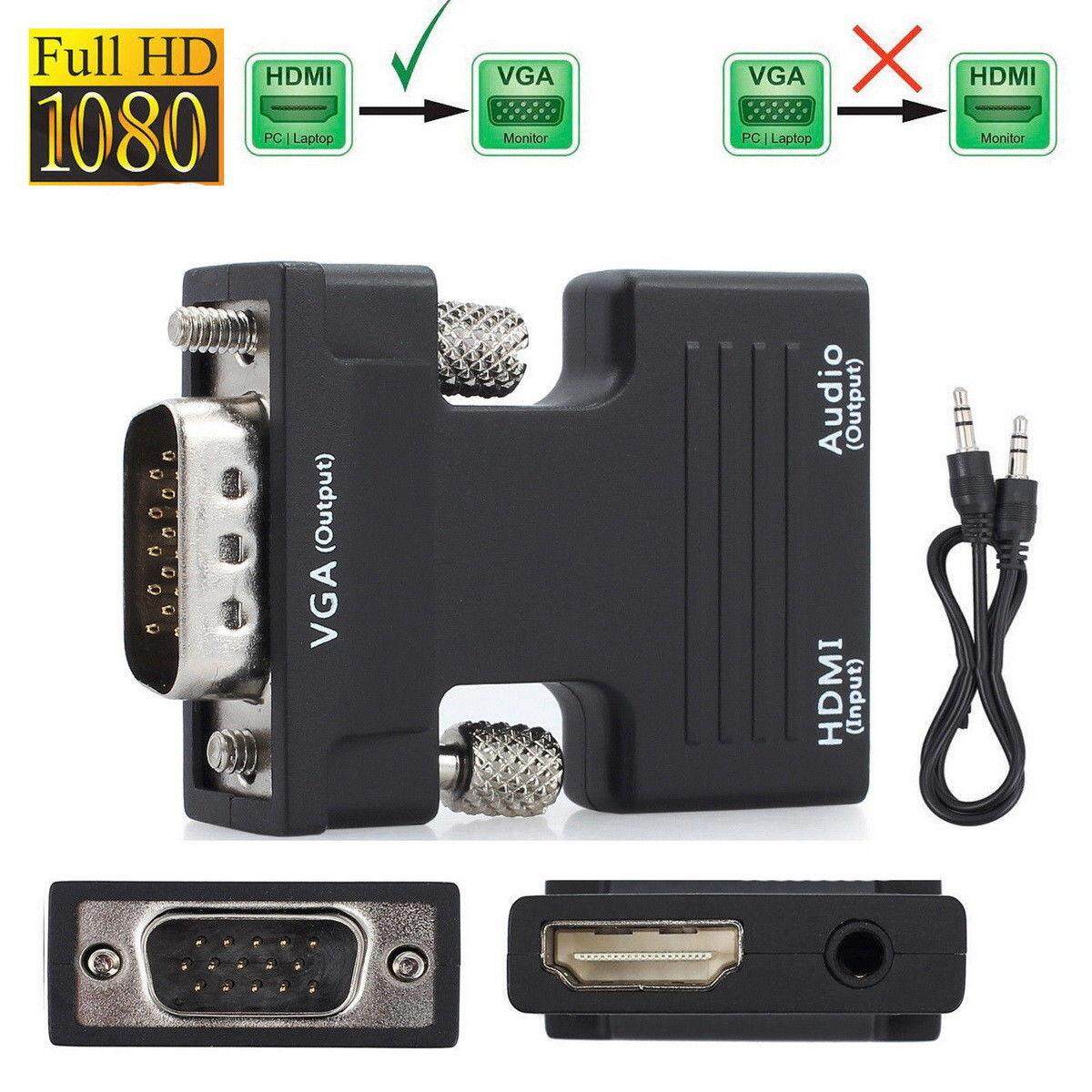 1080P HDMI Female to VGA Male with Audio Output Cable Converter Adapter Lead