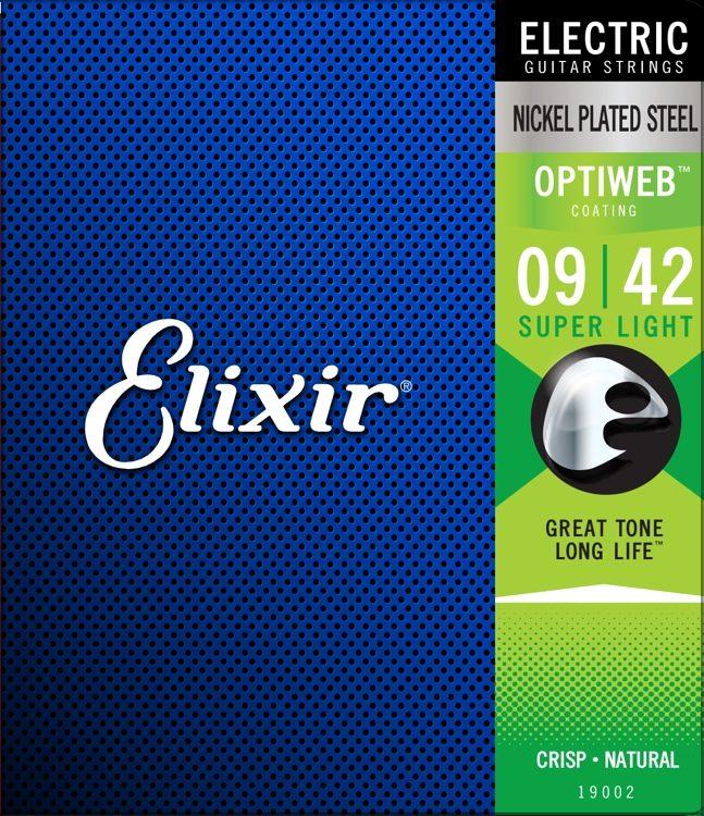 Elixir® Optiweb สายกีตาร์ไฟฟ้า เบอร์ 9 แบบนิกเกิล (Super Light, .09 - .042) #19002