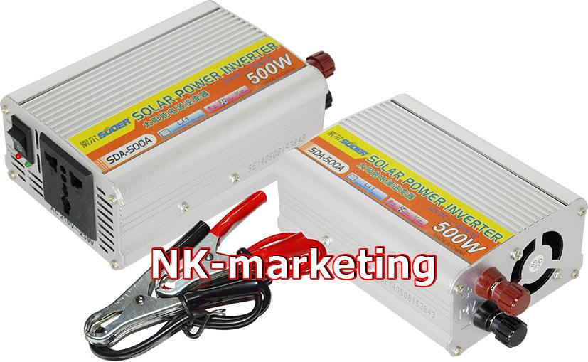 ขาย อินเวอร์เตอร์ 12v 500w SUOER (SDA-500A) ชนิดคลื่นโมดิฟายเวฟ เครื่องแปลงไฟจากแบตเตอรี่เป็นไฟบ้าน 12v to 220v