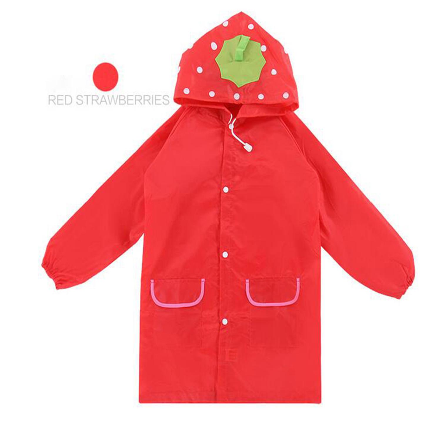 Mamon Shop เสื้อกันฝนเด็ก Funny Rain Coat (สตรอเบอร์รี่สีแดง)