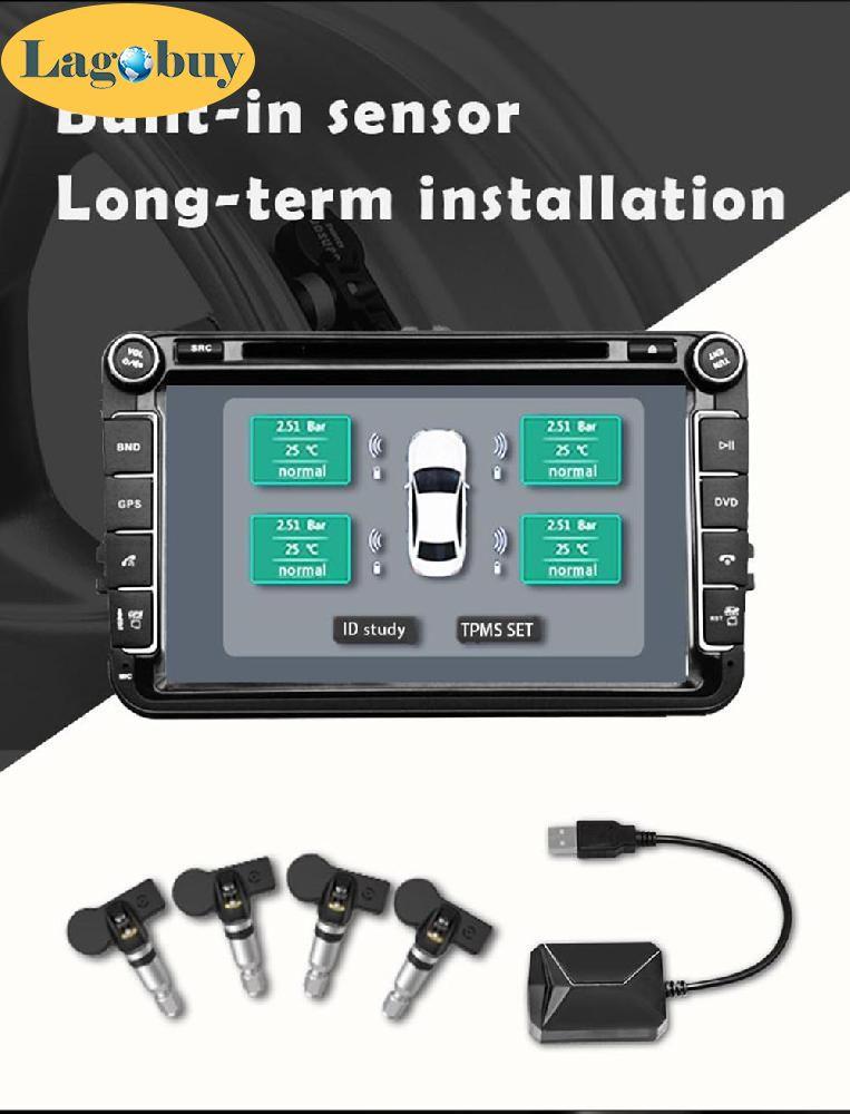 Lagobuy ภายในวงล้อรถยนต์ Air เกจวัดความดันเมตรยางเครื่องทดสอบแรงดันสำหรับเครื่องเล่นดีวีดี Android