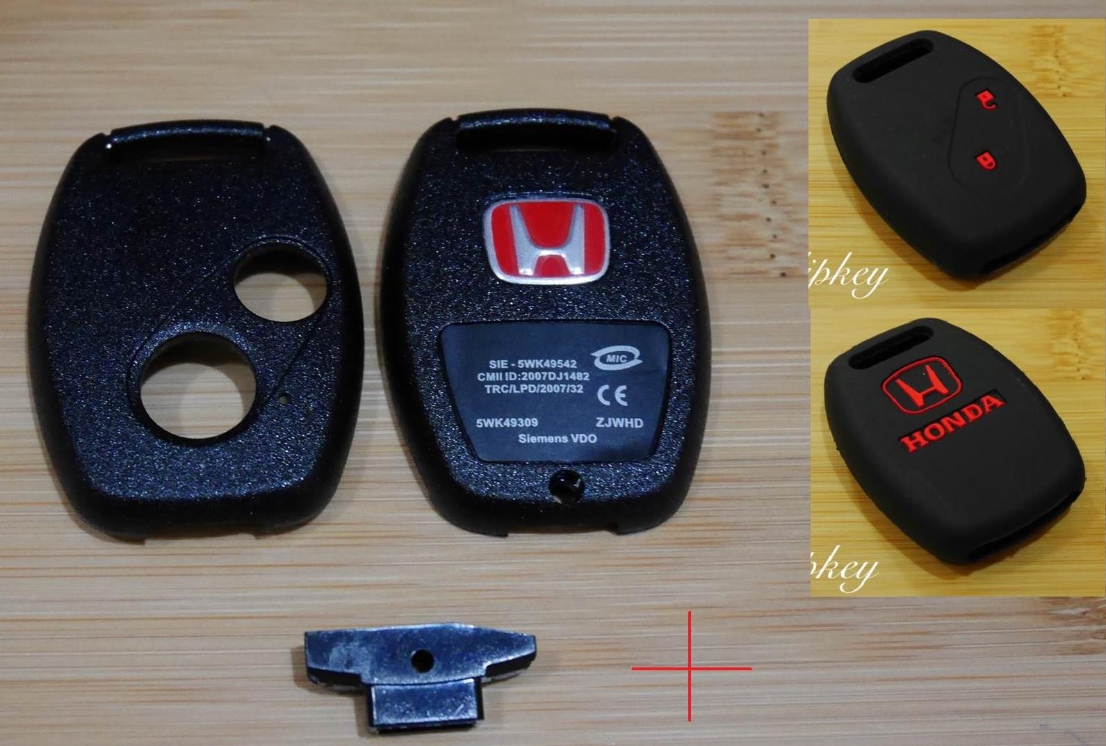 กรอบกุญแจ Honda แบบ 2 ปุ่ม  พร้อมโลโก้ H แดง + ซิลิโคนดำปุ่มแดง ใส่ดอกเดิมจากศูนย์ได้