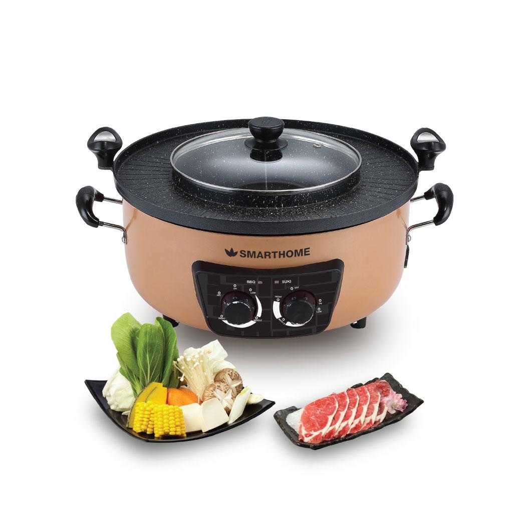 เตาปิ้งย่างบาร์บีคิว สุกี้   Smarthome Detachable BBQ Hotpot 