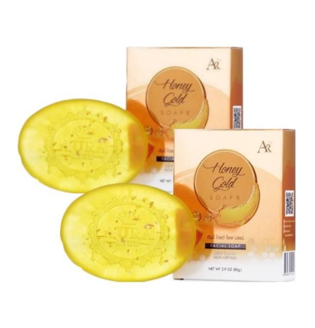 Honey Gold Soap By Aura Rich สบู่ออร่าริช ขนาด 80 กรัม (2 ก้อน )