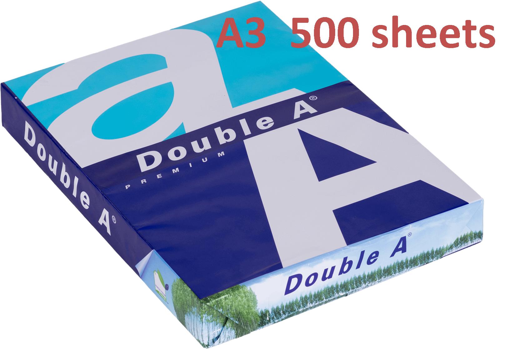 Double A, Photocopy Paper กระดาษถ่ายเอกสารขนาด A3 (297x420 มม.) ขนาดบรรจุ 500 แผ่น