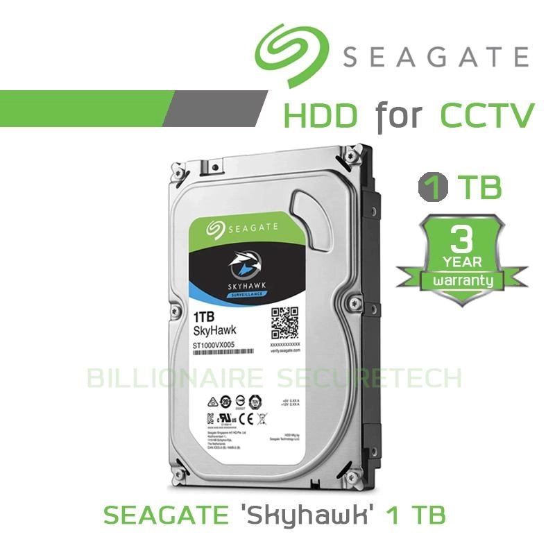ภาพหน้าปกสินค้าSeagate SATA-III SkyHawk 1TB Internal Hard Drive For CCTV - ST1000VX005 BY BILLIONAIRE SECURETECH จากร้าน Billionaire Securetech บน Lazada