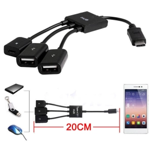 ภาพหน้าปกสินค้าType C OTG Hub Cable Connector 2 Port USB For Smartphone Tablet PC ซึ่งคุณอาจชอบสินค้านี้