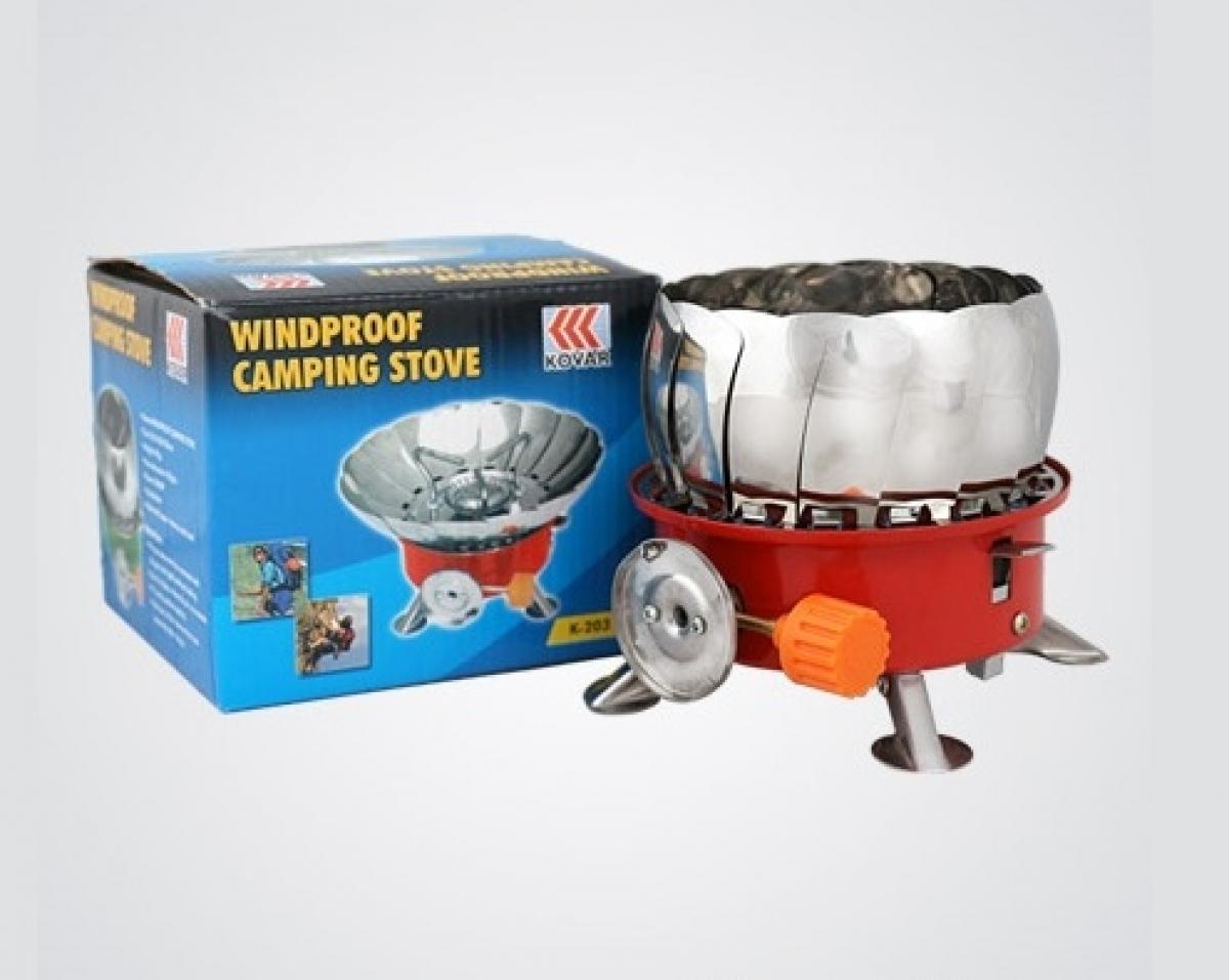 เตาแก๊สแบบพกพาพร้อมกระเป๋า เตาแก๊สแบบพกพา เตาแก๊ส เตาแก๊สเดินป่า Windproof Camping Stove รุ่น K-203