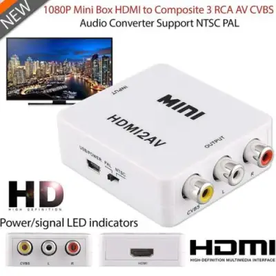 Mini ตัวแปลงสัญญาณ HDMI to AV Converter HD 1080P HDMI2AV Video Converter Box HDMI to RCA /AV/CVSB