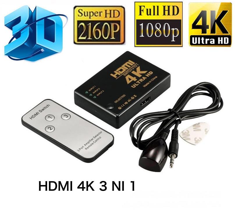 HDMI Switch 3 in 1 4K รุ่น ifswr-301 Selector 3 input 1 output Switcher High Speed HDMI Switcher Supports 4K*2K Full 1080P 3D for 4K Ultra HD Device, HDTV, Xbox, PS3