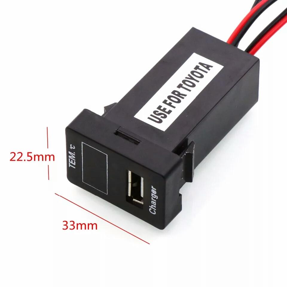USB 2 port ชาร์จเจอร์ 2.1 A + Volt meter วัดสภาพแบตเตอร์รี่ วัดสภาพไดชาร์จ LED สีแดง 3 หลัก สำหรับรถเก๋ง TOYOTA (บางรุ่น) โปรดวัดขนาดฝาปิดช่องคอนโซลของรถ ก่อนสั่งซื้อ (1 ชุด)