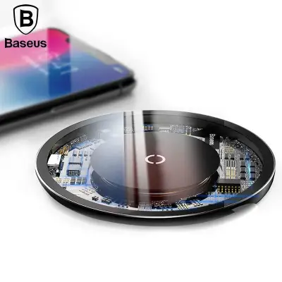 Baseus 10W Qi เครื่องชาร์จแบบไร้สายสำหรับ iPhone X / 8 Visible Wireless Wireless Charger for Samsung Galaxy S9/S9+ S8 Note 8 Xiaomi Huawei
