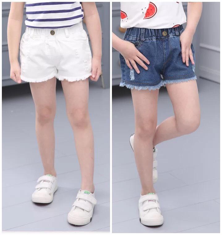 กางเกงยีนส์เด็กผู้หญิง ขาสั้น แฟชั่นสำหรับเด็ก. ไซส์ 110cm－150cm 2ปี - 6ปี