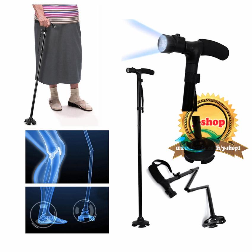 MAGIC CANE with LED Light ไม้เท้าช่วยพยุงเดินสำหรับผู้สูงอายุ ไม้เท้าพับได้ พร้อมไฟฉาย