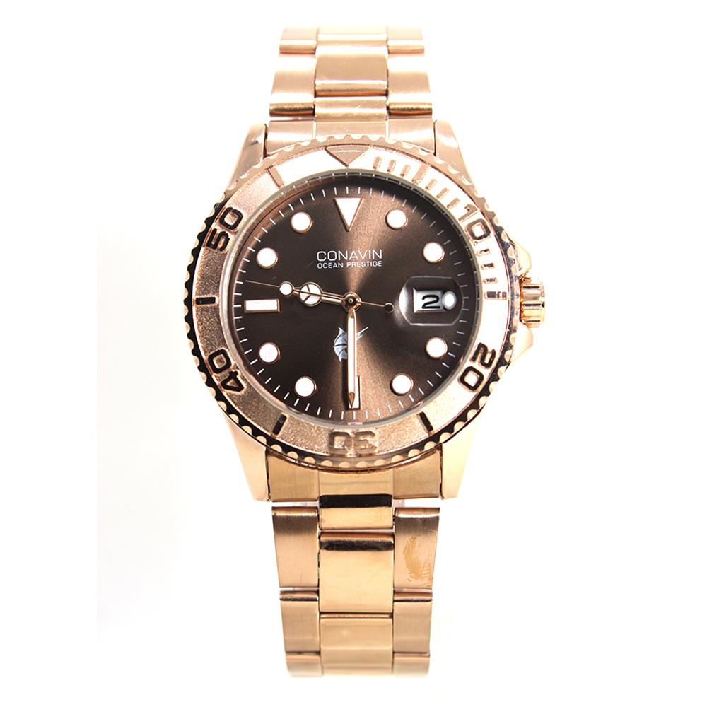 CONAVIN นาฬิกาข้อมือผู้หญิง สายสแตนเลสอย่างดี หน้าปัดนาฬิกาสไตล์สปอร์ต รุ่น(ชมพูทองทั้งเรือน - PINKGOLD) ระบบเข็มและมีวันที่ CLV-007-009(2) ราคา 1,499 บาท*ส่งฟรี