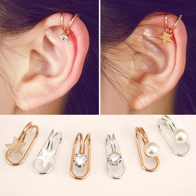 ต่างหู ไม่ต้องเจาะหู ตุ้มหู Punk Rock Ear Clip Men and Women Without Ear Piercings Earrings Party Jewelry Couple Jewelry Acces - 1 ข้าง