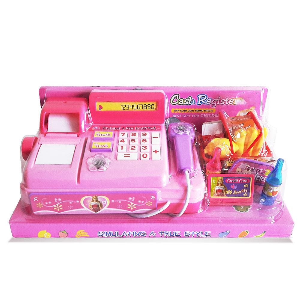 Pink Toys ของเล่นเด็ก ชุดแคชเชียร์มินิ กดปุ่มมีเสียงเพลง มีไฟ ลิ้นชักกดปุ่มเปิดได้ สีชมพู