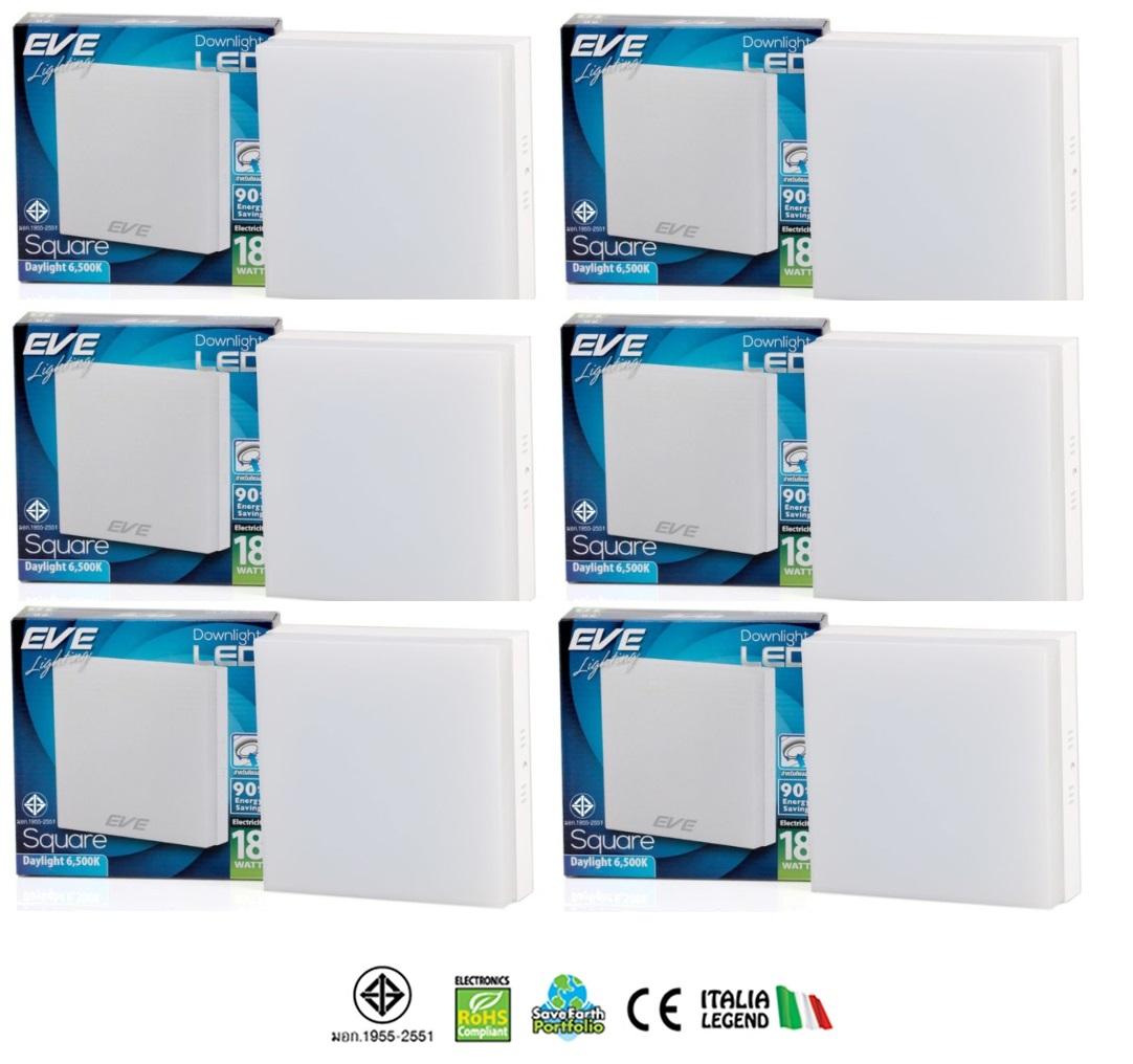 EVE โคมดาวน์ไลท์แอลอีดี ติดลอย หน้าสี่เหลี่ยม 18 วัตต์ เดย์ไลท์ EVE โคมดาวน์ไลท์แอลอีดี ติดลอย หน้าสี่เหลี่ยม 18 วัตต์ เดย์ไลท์
