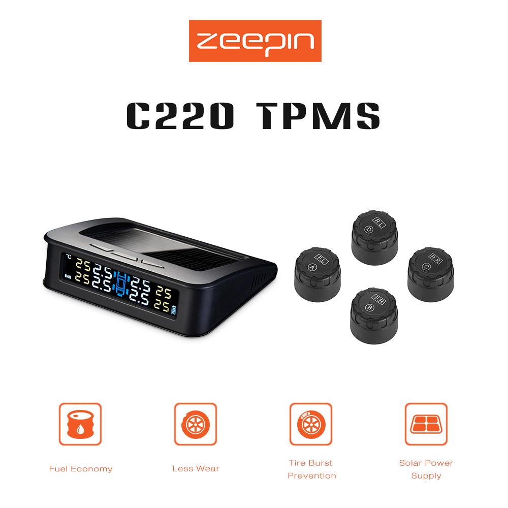 ZEEPIN C220 Solar Powered รถ TPMS ความดันยางระบบควบคุม 4 เซ็นเซอร์ภายใน - INTL ZEEPIN C220 Solar Powered รถ TPMS ความดันยางระบบควบคุม 4 เซ็นเซอร์ภายใน - INTL