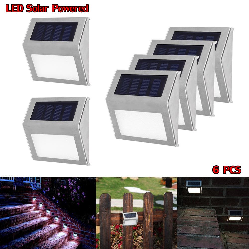 Solar LED CoolWhite ไฟติดบันไดโซล่าเซลล์ไฟติดผนังพลังงานแสงอาทิตย์ 6ชิ้น (โทนแสงขาวเย็น)