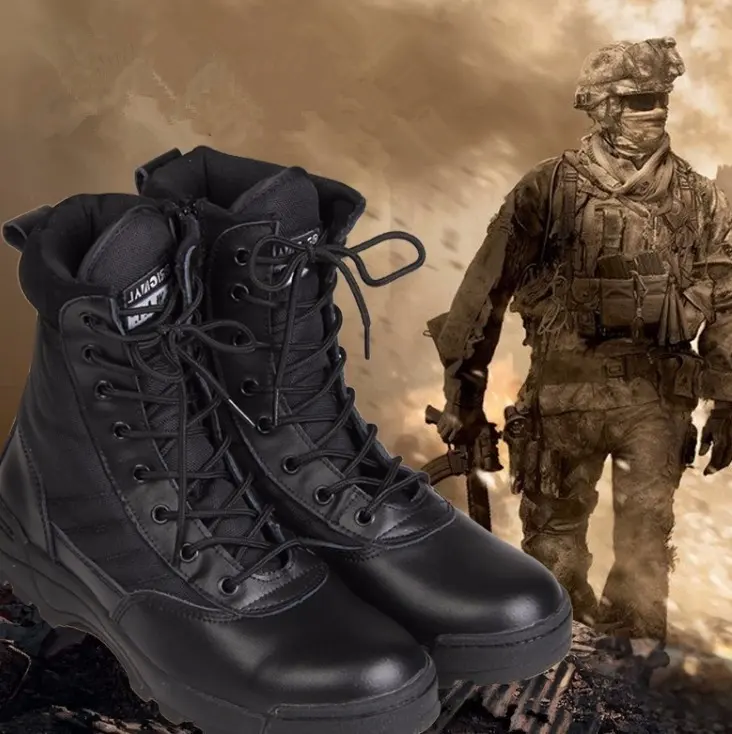 black lace up army boots