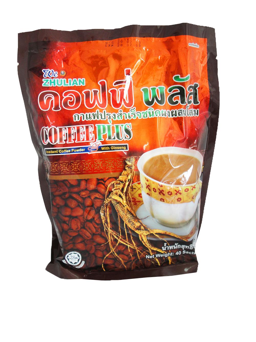 Coffee กาแฟปรุงสำเร็จรูปชนิดผงผสมโสม Coffee Plus 1ห่อ 40 ซอง