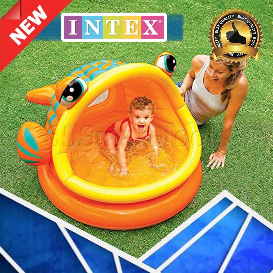 INTEX Lazy Fish สระน้ำเป่าลม สระว่ายน้ำเด็ก ทรงปลา รุ่น IN-57109 (สีส้ม)