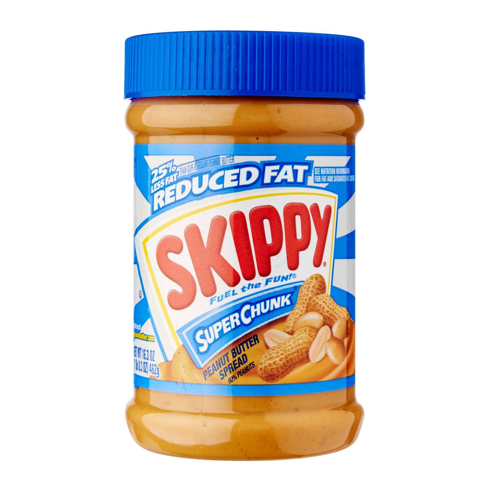 Skippy Reduced Fat Super Chunk Peanut Butter สกิปปี้ เนยถั่วชนิดหยาบ 462กรัม (สูตรลดไขมัน)