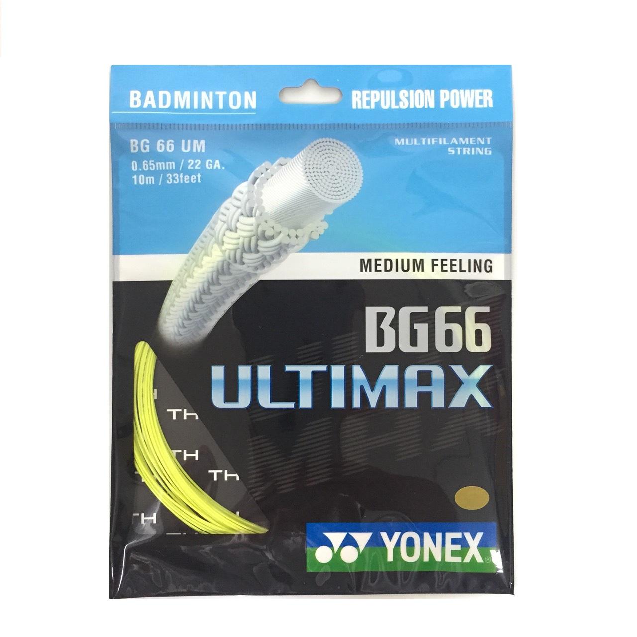 เอ็นไม้แบด เอ็นแบดมินตัน เอ็นแร็คเก็ต โยเน็กซ์ YONEX รุ่น BG66 Ultimax ขนาด 0.66 มม. สีเหลือง