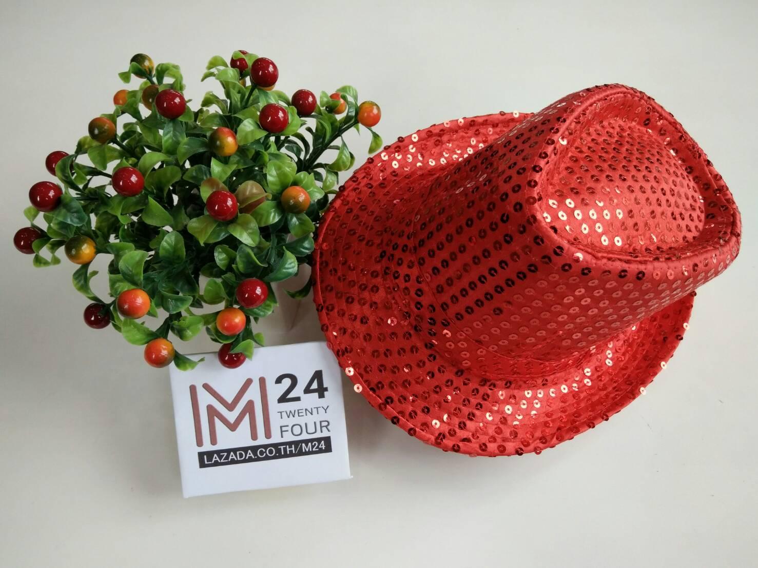 1 ใบ สีแดง หมวก ไมเคิล แจ็คสัน หมวกไมเคิลแจ็คสัน หมวกทรงไมเคิล หมวกติดเลื่อม หมวกกากเพชร หมวกแฟนซี ปีใหม่ ฮาโลวีน แmicheal jackson fancy hat m24 shop