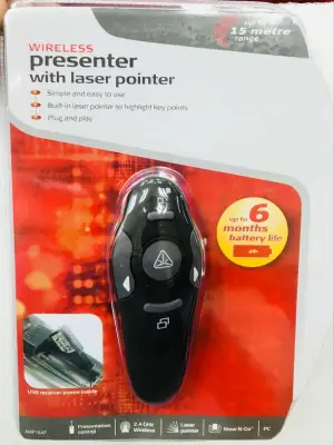 Wireless Presenter USB Remote Control Presentation Mouse Laser Pointer (Black)