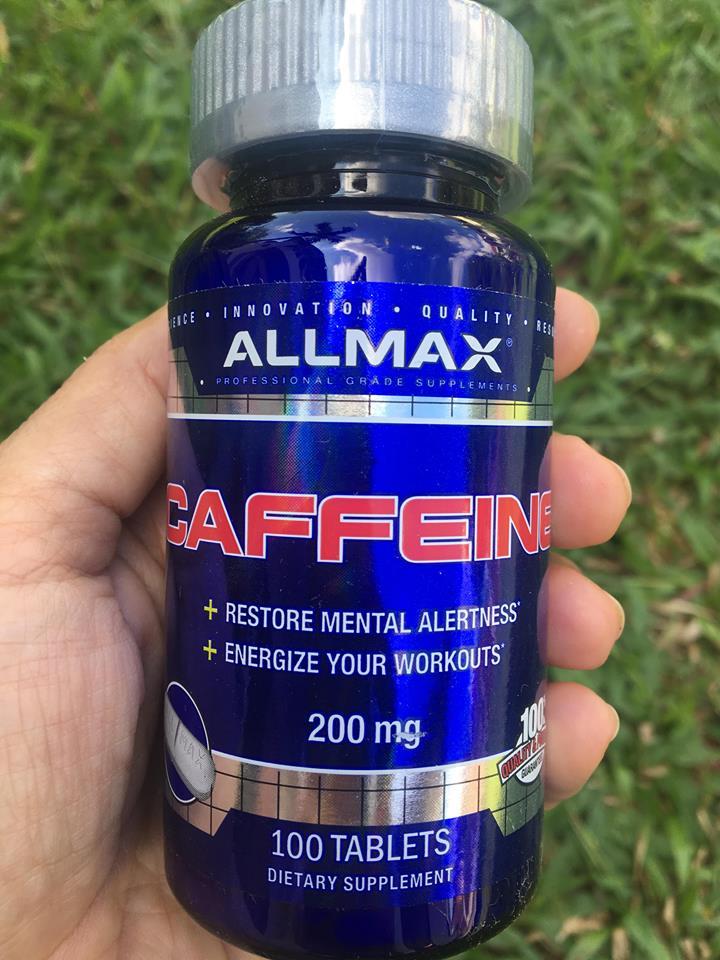 คาเฟอีนบริสุทธ์ 100% Pure Caffeine + Easy-To-Cut in Half Pill 200mg 100 เม็ด (ALLMAX Nutrition®)