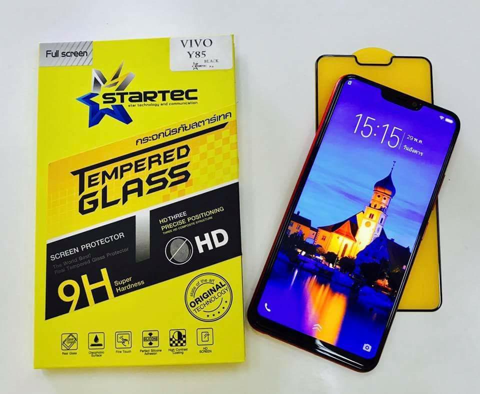 ฟิล์มกระจกนิรภัยกันรอย ViVo Y85 เต็มจอ ขอบดำ กาวเต็มแผ่น [แบบเต็มจอ][Full Screen][Full Glue]