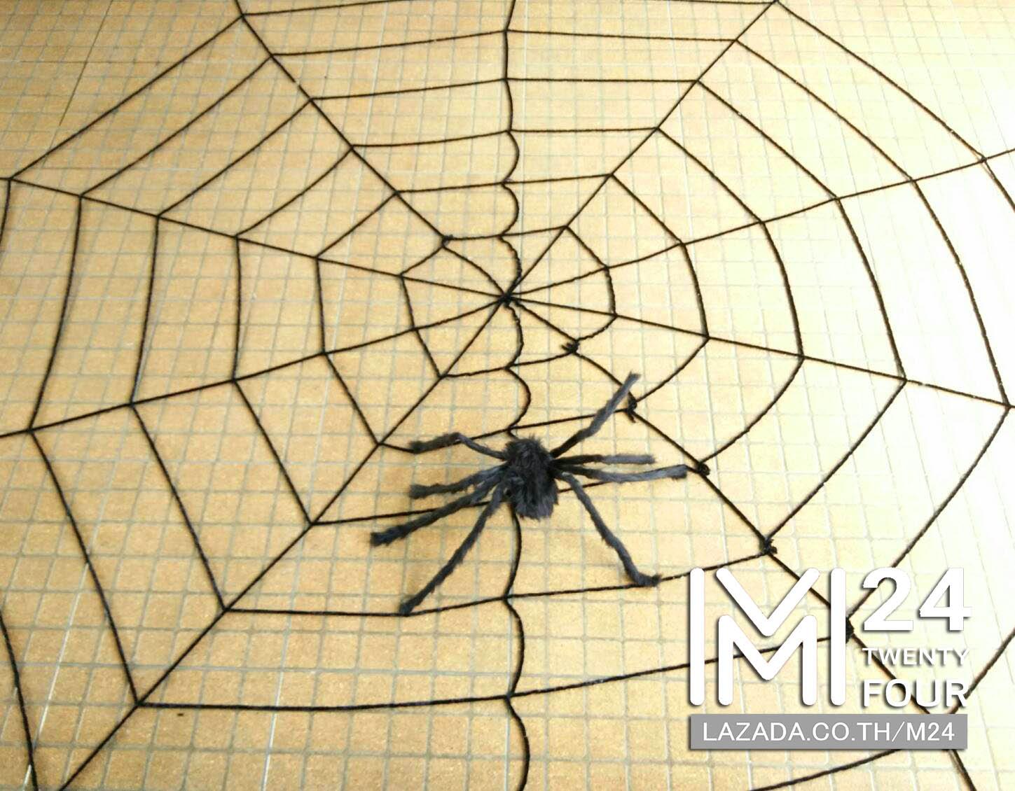 1 เซ็ต 2 ชิ้น ใยแมงมุมยักษ์ สีดำ  ขนาด 3x3 เมตร 1 ชิ้น + แมงมุมยักษ์ สีดำ 1 ตัว แมงมุมปลอม แมงมุม ยักษ์ ตัวใหญ่ ของปลอม ของเล่น ตัวตลก ของเล่นแกล้งคน อุปกรณ์ตกแต่ง ฮาโลวีน black widow giant spider web party happy halloween